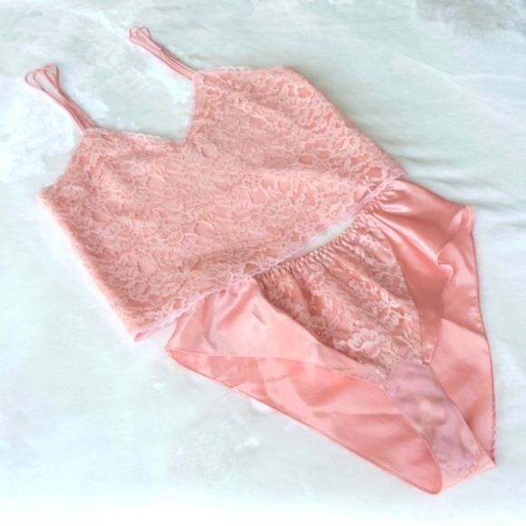 VICTORIA'S SECRET ♡ Vintage 2pc Gold Label Rose Satin 'n Floral Lace Lingerie S - Picture 17 of 17